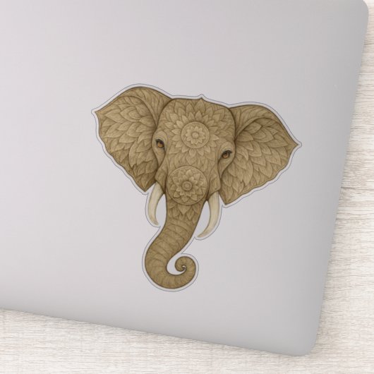 Golden Mandala Elephant Boho - Graphic Art Vinyl Aufkleber (Detail)