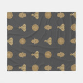 Golden Mandala Elephant Hamsa Hand -Boho Art Print Fleecedecke (Vorderseite (Horizontal))