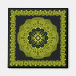 Golden Mandala Fraktal gerahmter Ornament-Magnet Magnet