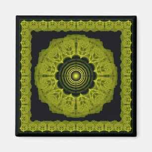 Golden Mandala Fraktal gerahmter Ornament-Magnet Magnet
