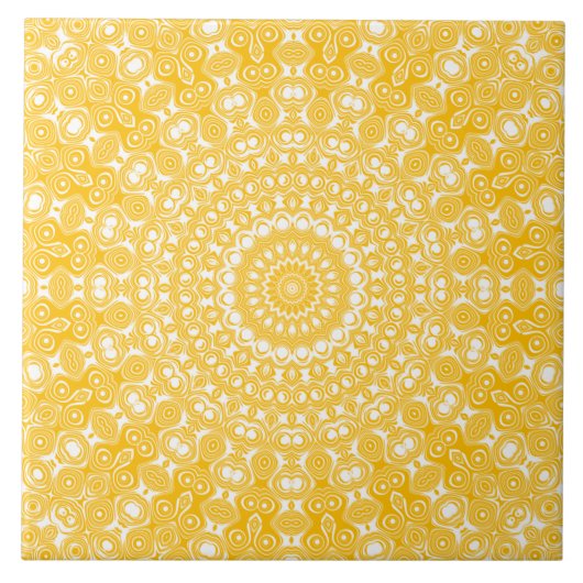 Golden Mandala Geometric Pattern Fliese (Vorderseite)