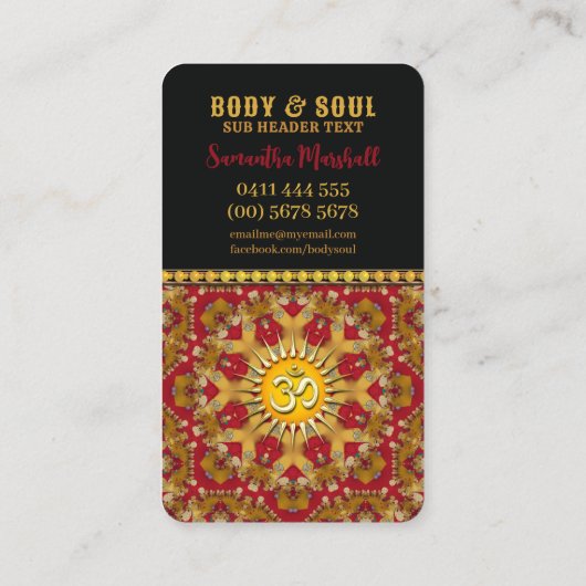 Golden Mandala Heilung Liebe Yoga Visitenkarte (Rückseite)