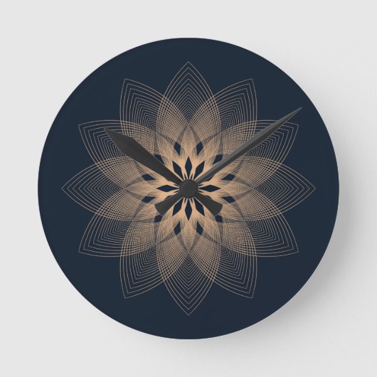 Golden Mandala Large Clock Runde Wanduhr (Vorderseite)