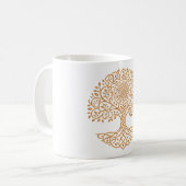 Golden Mandala Lebensbaum Tasse | Hellbraun Botani (Vorderseite Links)