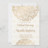 Golden mandala Mehndi Indian Wedding Einladung (Vorderseite)