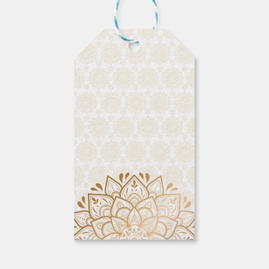 Golden mandala Mehndi personalisiert Geschenkanhänger (Rückseite)