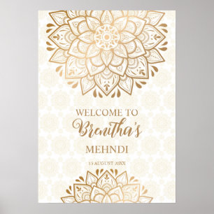 Golden mandala Mehndi personalisierter Empfang Poster