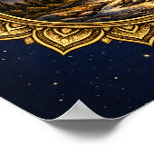 Golden Mandala Mountain Sunset Cosmic Boho Nature Poster (Ecke)
