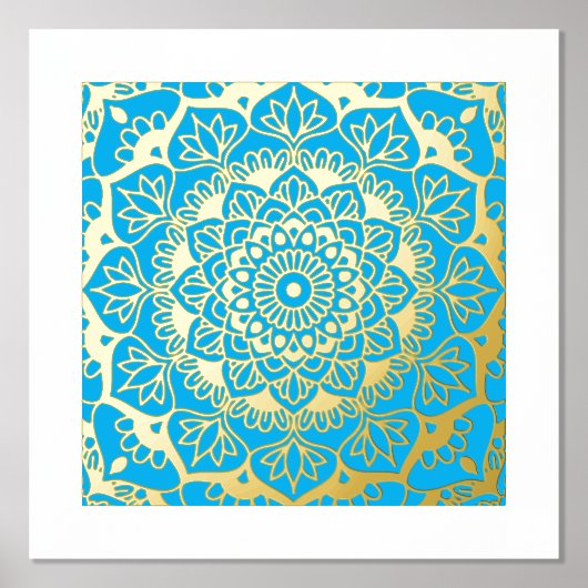 Golden Mandala on Blue Foliendrucke (Vorderseite)