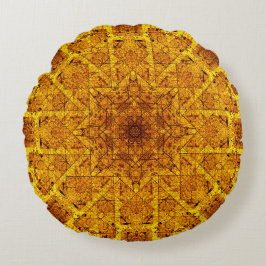 Golden Mandala Rundes Kissen