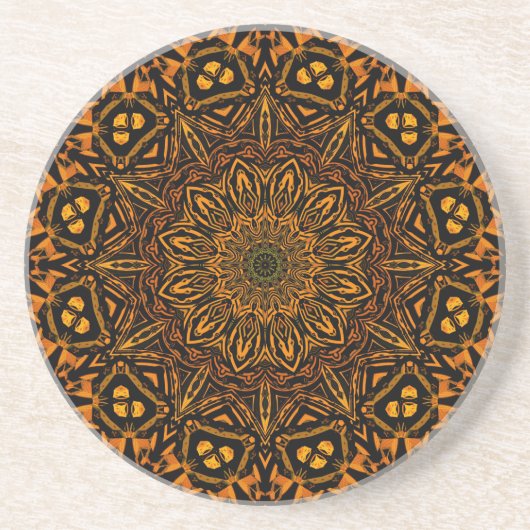 Golden Mandala Sandstein Untersetzer (Vorne)