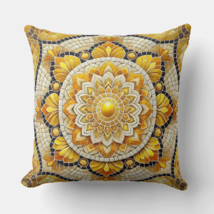 Golden Mandala: Schöne Mosaikkunst Kissen