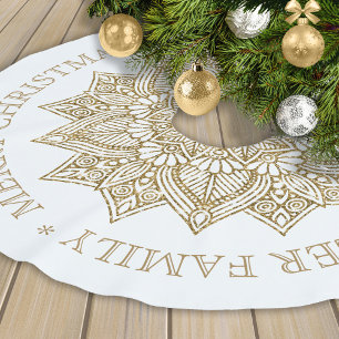 Golden Mandala Weihnachtsgrüße Polyester Weihnachtsbaumdecke