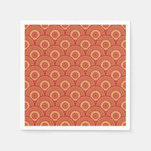 Golden Mandala Wellen im roten Hintergrund Serviette