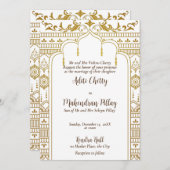 Golden Mandap Indianermuster Einladung (Vorne/Hinten)