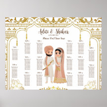 Golden Mandap Indische Hochzeitssatchkarte max. 16