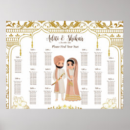 Golden Mandap Indische Hochzeitssatchkarte max. 16 Poster