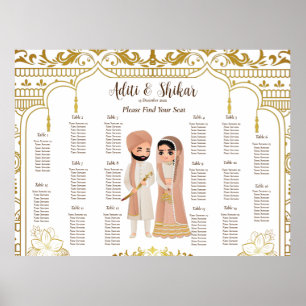 Golden Mandap Indische Hochzeitssatchkarte max. 16 Poster