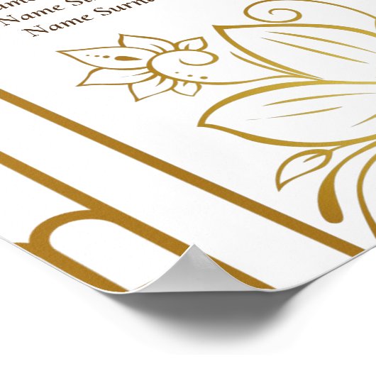 Golden Mandap Indische Hochzeitssatchkarte max. 16 Poster (Ecke)