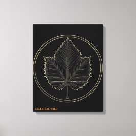 Golden Maple Leaf Circle Botanical Art Canvas Gift Leinwanddruck
