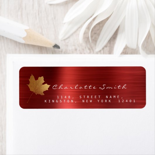 Golden Maple Leaf Ruby Red Steel UAWG Labels (Insitu)