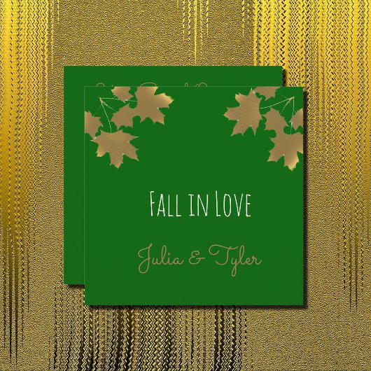  Golden maple leaves in  Emerald - Fall in love Einladung