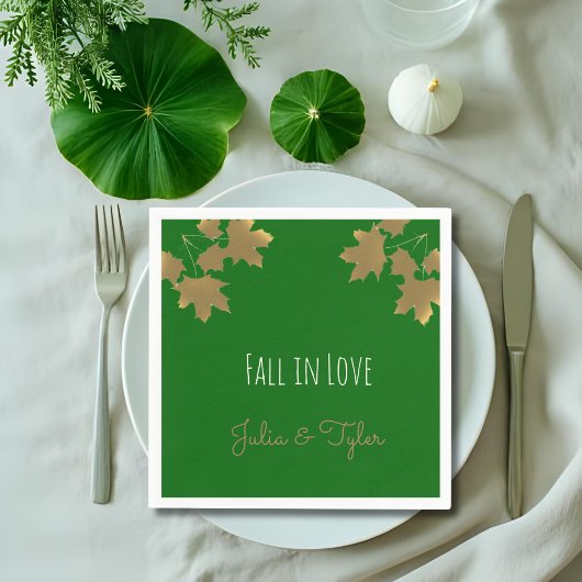  Golden maple leaves in  Emerald - Fall in love Serviette