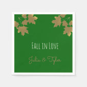  Golden maple leaves in  Emerald - Fall in love Serviette (Vorderseite)