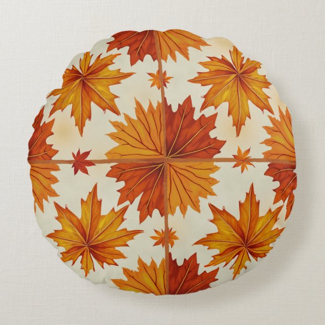 Golden Maple Symphony Rundes Kissen (Vorderseite)
