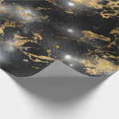 Golden Marble Dark Starry Night Space Lover Galaxy Geschenkpapier (Ecke)