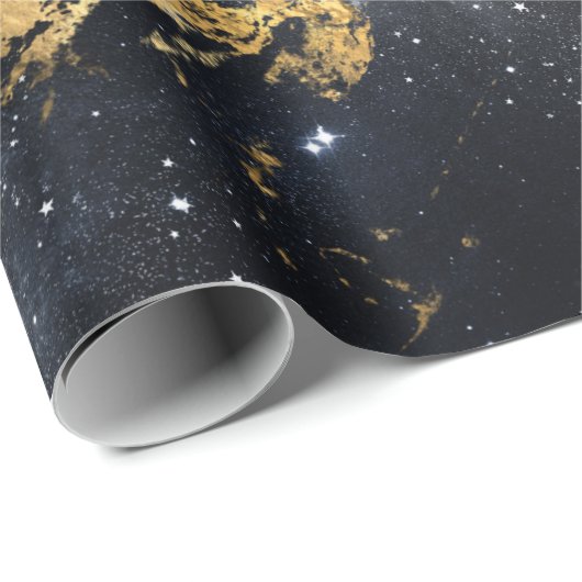 Golden Marble Dark Starry Night Space Lover Galaxy Geschenkpapier (Rolleneckpunkt)