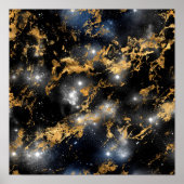 Golden Marble Dark Starry Night Space Lover Galaxy Poster (Vorne)