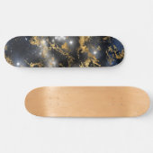 Golden Marble Dark Starry Night Space Lover Galaxy Skateboard (Horizontal)