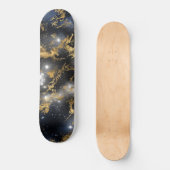 Golden Marble Dark Starry Night Space Lover Galaxy Skateboard (Vorderseite)