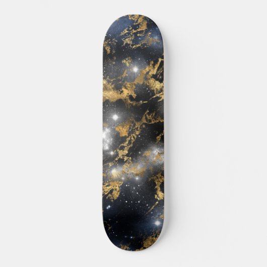 Golden Marble Dark Starry Night Space Lover Galaxy Skateboard (Vorderseite)