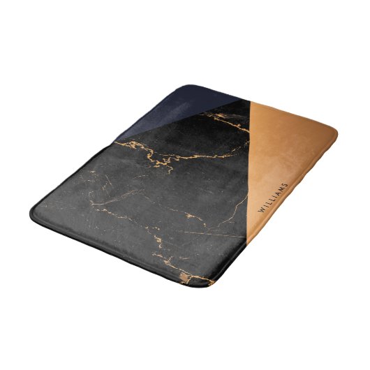 Golden Marble Geometric Badematte (Schrägansicht)