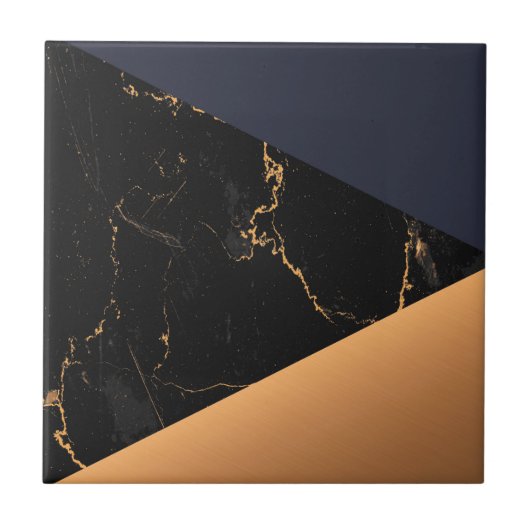 Golden Marble Geometric Fliese (Vorderseite)