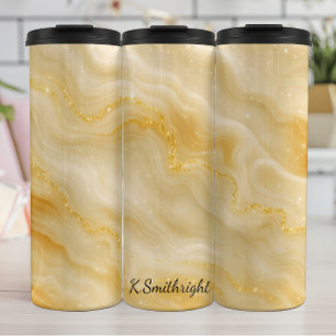 Golden Marble Glitzer Swirl Textur Thermosbecher