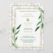 Golden Marble Wedding Einladung, Grüne Einladung (Vorne/Hinten)