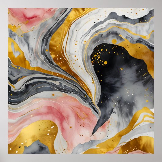 Golden Marble Whirls Poster (Vorne)