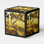 Golden Mardi Gras Masken Cube Favor Box Geschenkschachtel (Vorderseite)