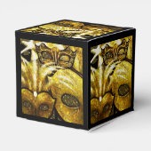Golden Mardi Gras Masken Cube Favor Box Geschenkschachtel (Rückseite)