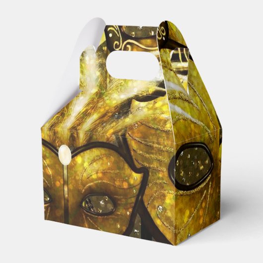 Golden Mardi Gras Masken Gable Favor Box Geschenkschachtel (Rückseite)