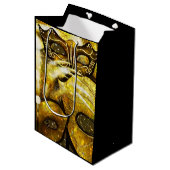 Golden Mardi Gras Masken Gift Bag Mittlere Geschenktüte (Vorderseite Schrägansicht)