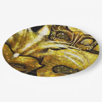 Golden Mardi Gras Masken Papier Teller
