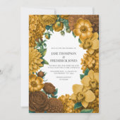 Golden Marigold, Terra Honey & Umber Spice Wedding Einladung (Vorderseite)