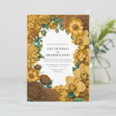 Golden Marigold, Terra Honey & Umber Spice Wedding Einladung (Stehend Vorderseite)