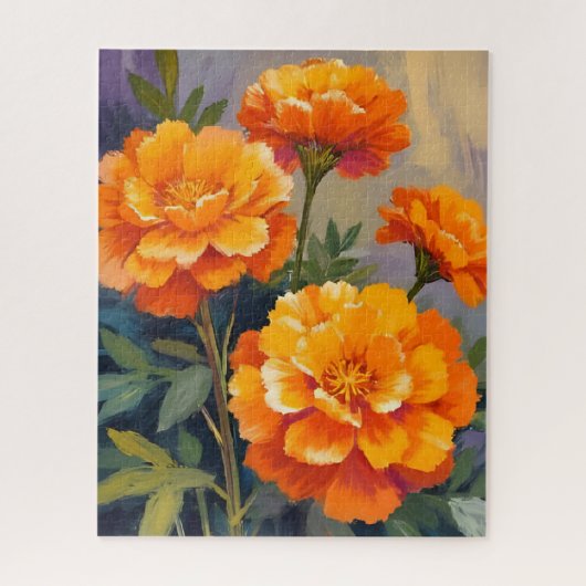 Golden Marigolds | Watercolor Flowers Floral Puzzle (Vertikal)