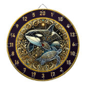 Golden Marine Life Killer Whale Kunst Dartscheibe (vorne)