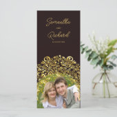 Golden Maroon Hochzeitsprogramm Karte (Stehend Vorderseite)